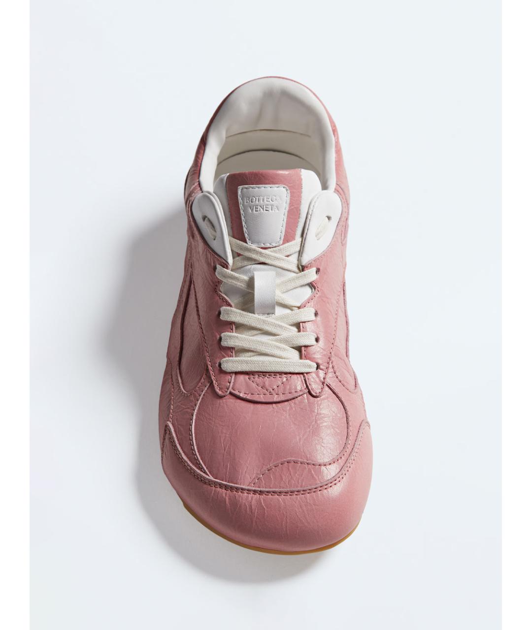 BOTTEGA VENETA Розовые кожаные кроссовки, фото 3
