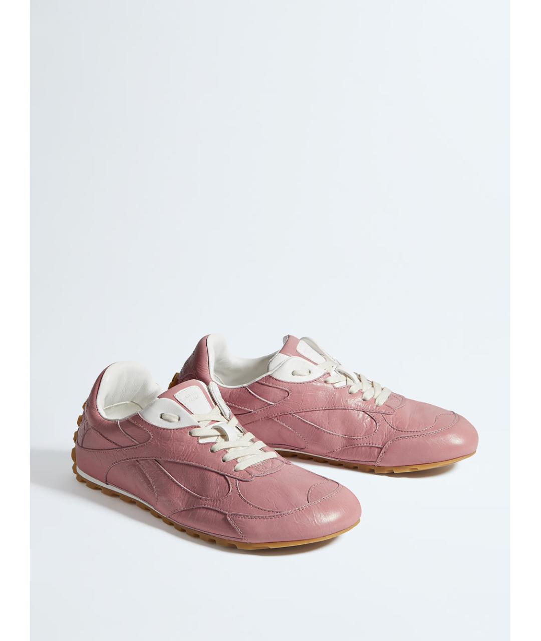 BOTTEGA VENETA Розовые кожаные кроссовки, фото 2