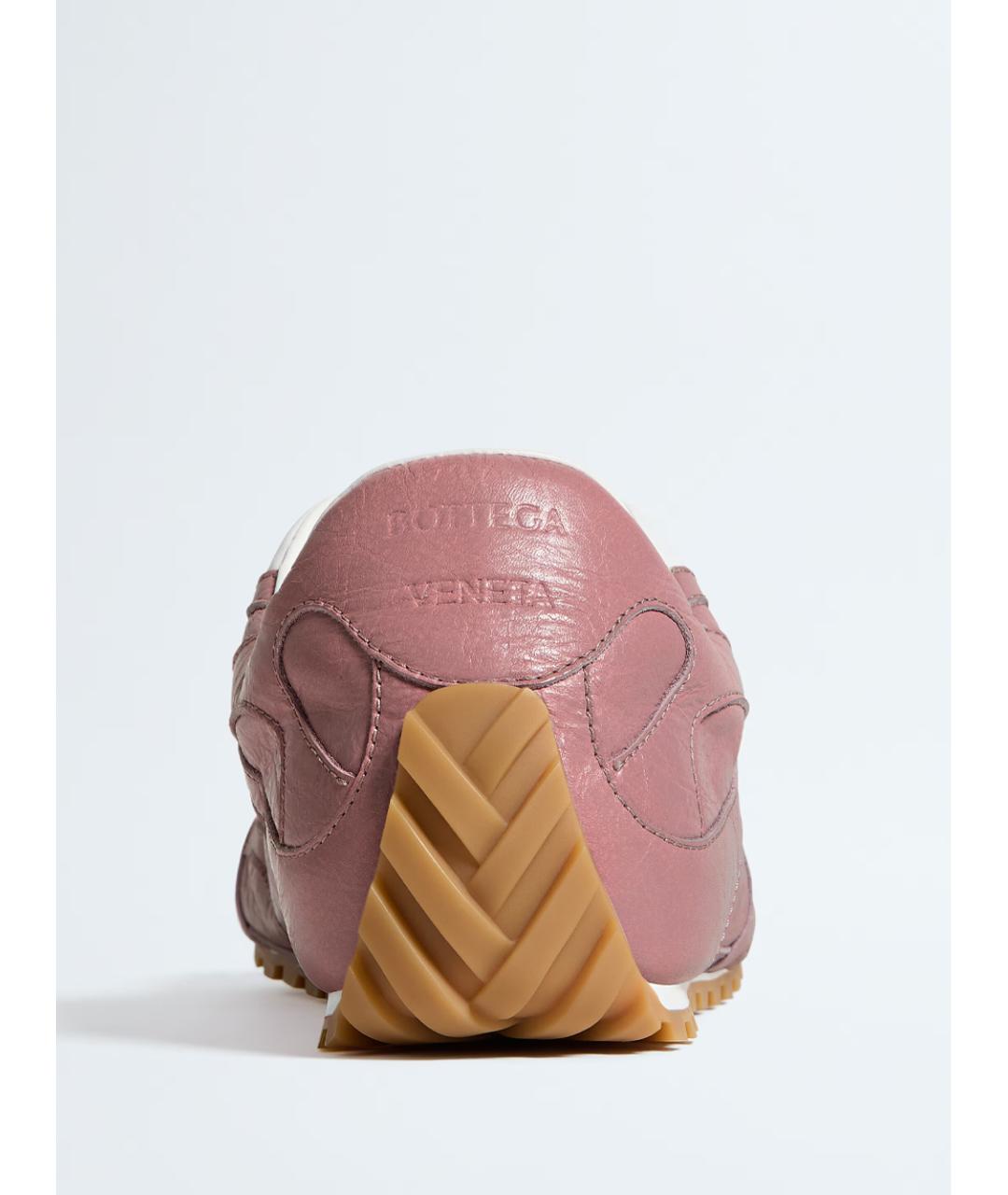 BOTTEGA VENETA Розовые кожаные кроссовки, фото 4