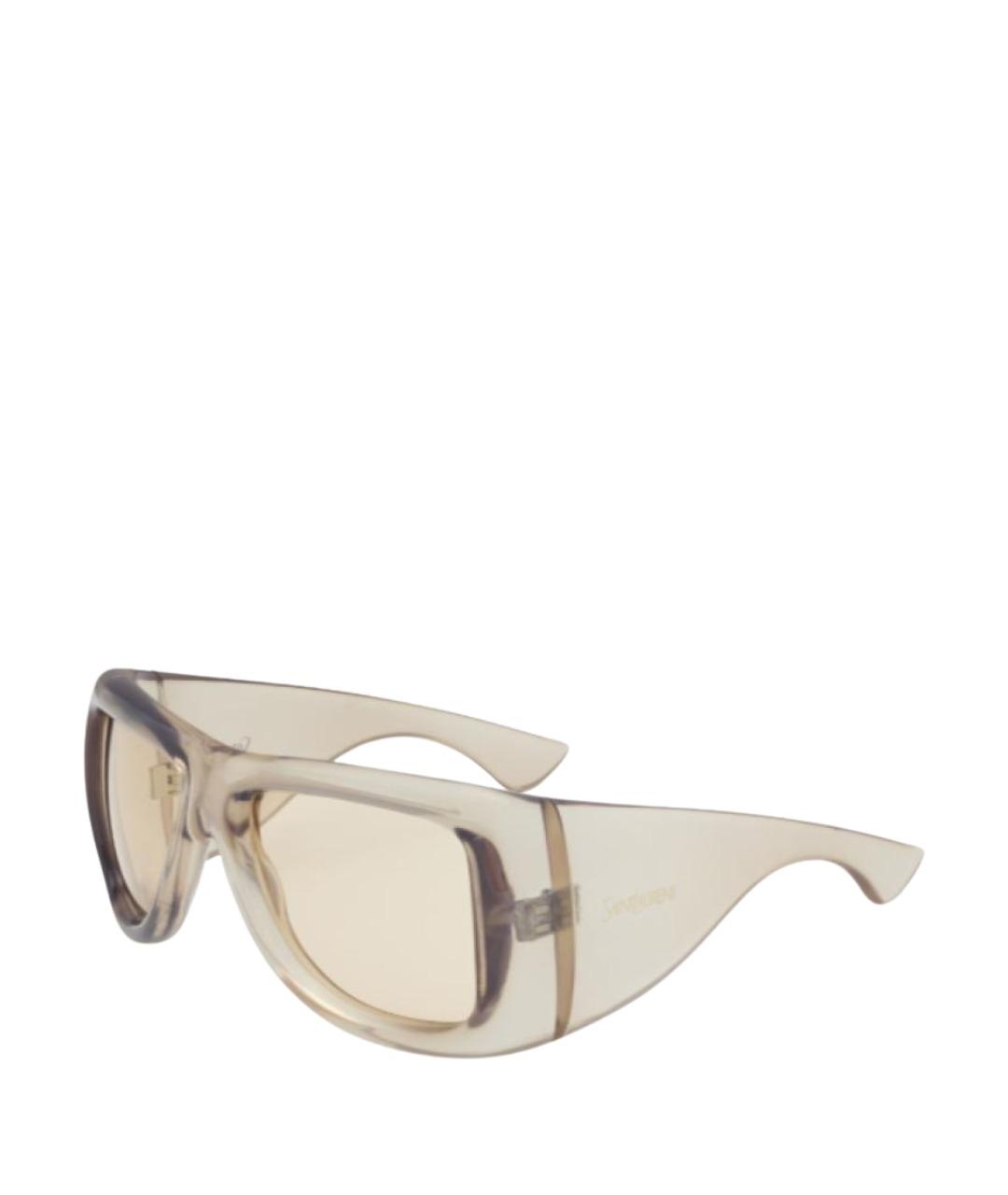 SAINT LAURENT Бежевые пластиковые солнцезащитные очки, фото 1