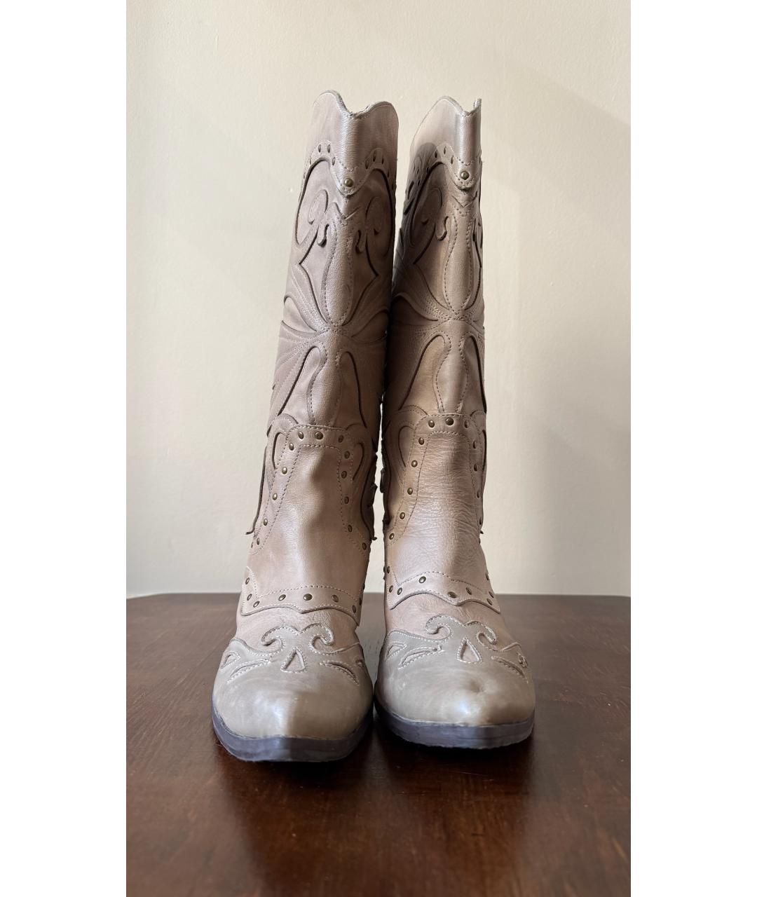 JUST CAVALLI Бежевые кожаные ботинки, фото 2