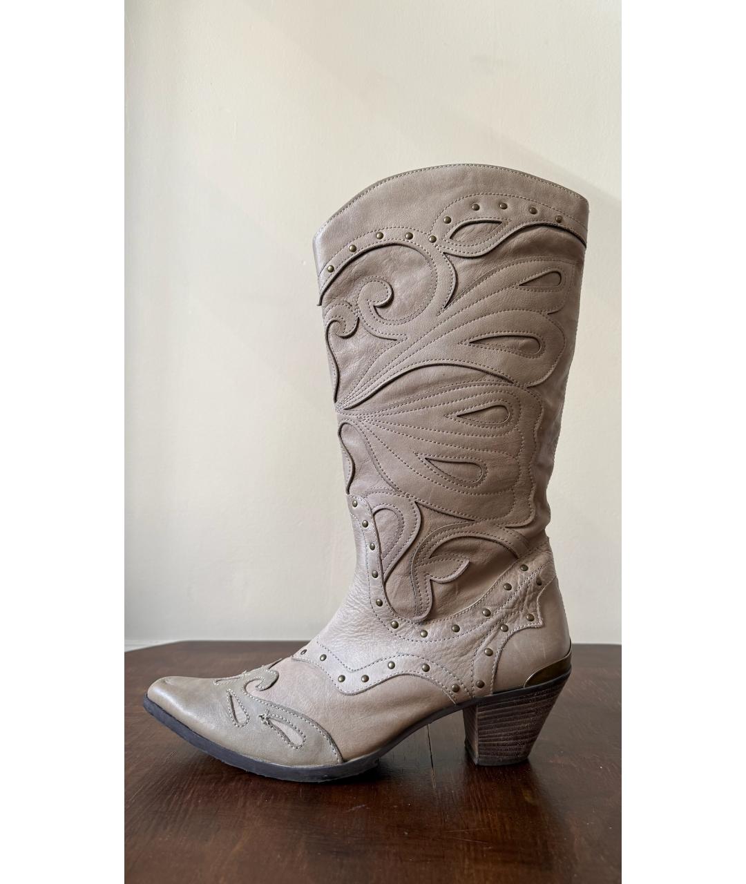 JUST CAVALLI Бежевые кожаные ботинки, фото 7