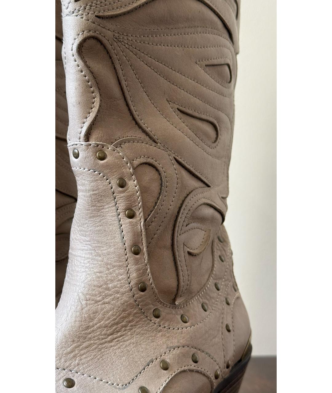 JUST CAVALLI Бежевые кожаные ботинки, фото 5