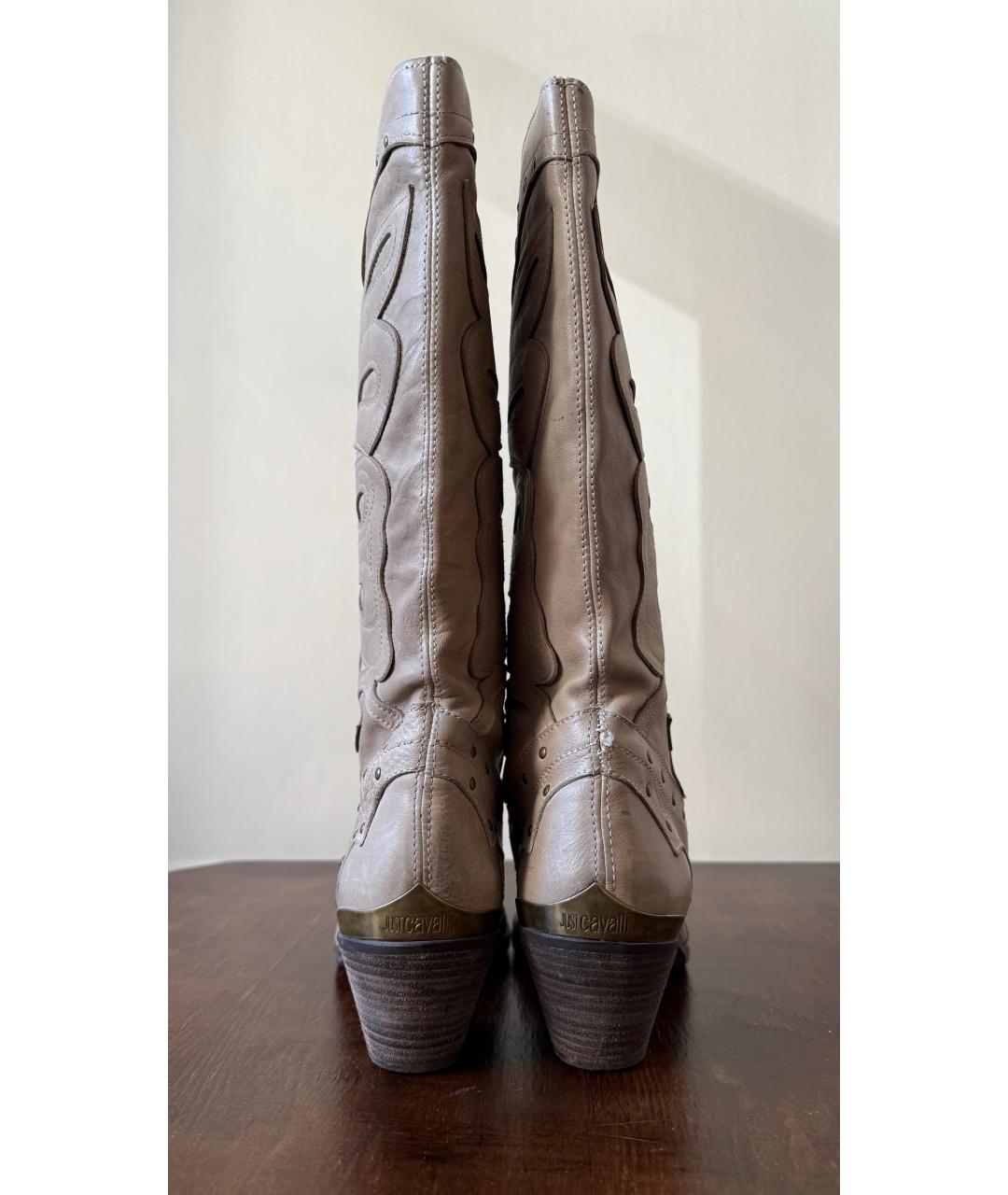JUST CAVALLI Бежевые кожаные ботинки, фото 3