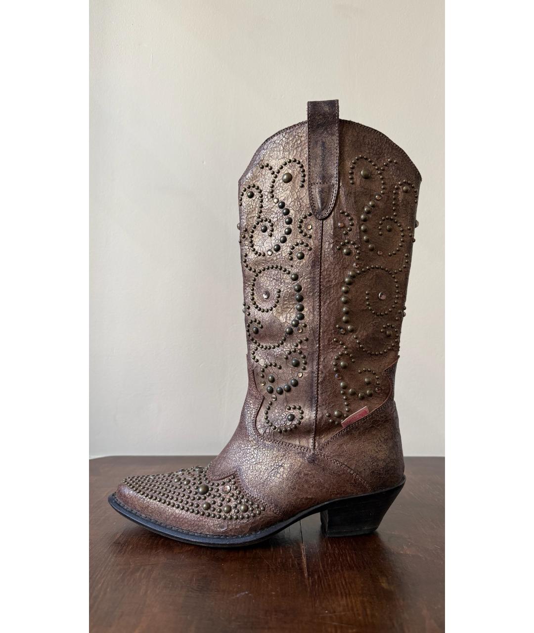 ROBERTO CAVALLI Коричневые кожаные ботинки, фото 3