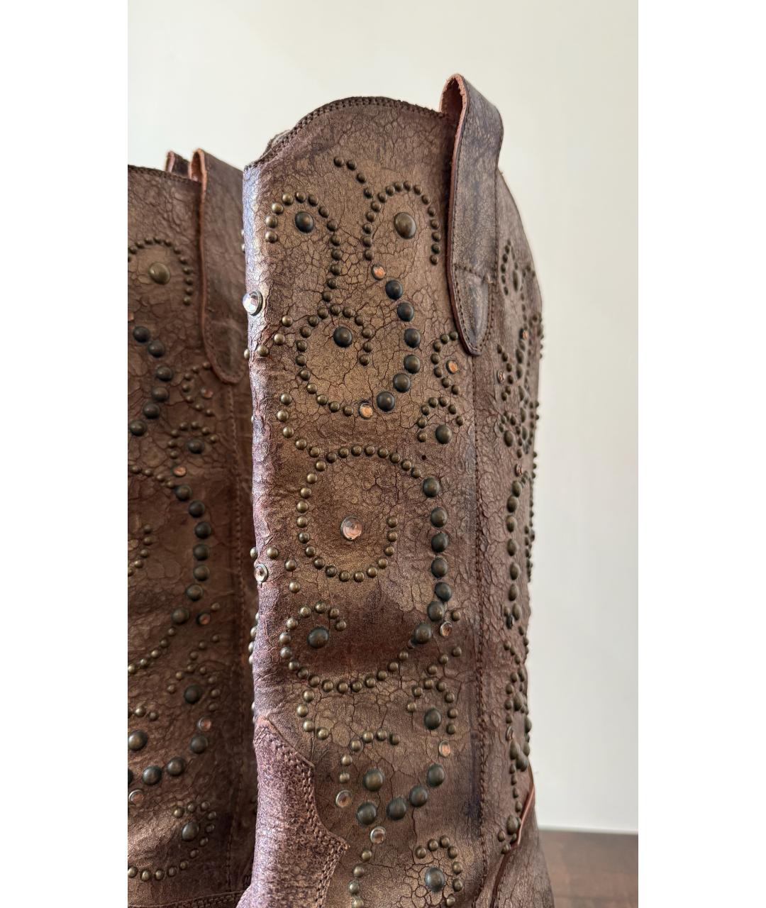 ROBERTO CAVALLI Коричневые кожаные ботинки, фото 4