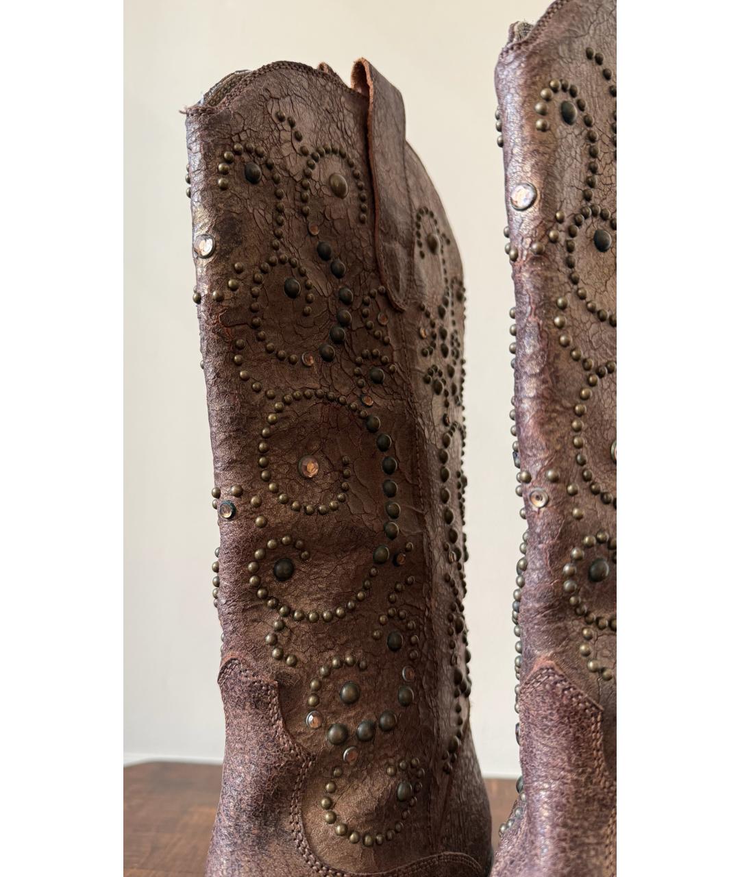 ROBERTO CAVALLI Коричневые кожаные ботинки, фото 5