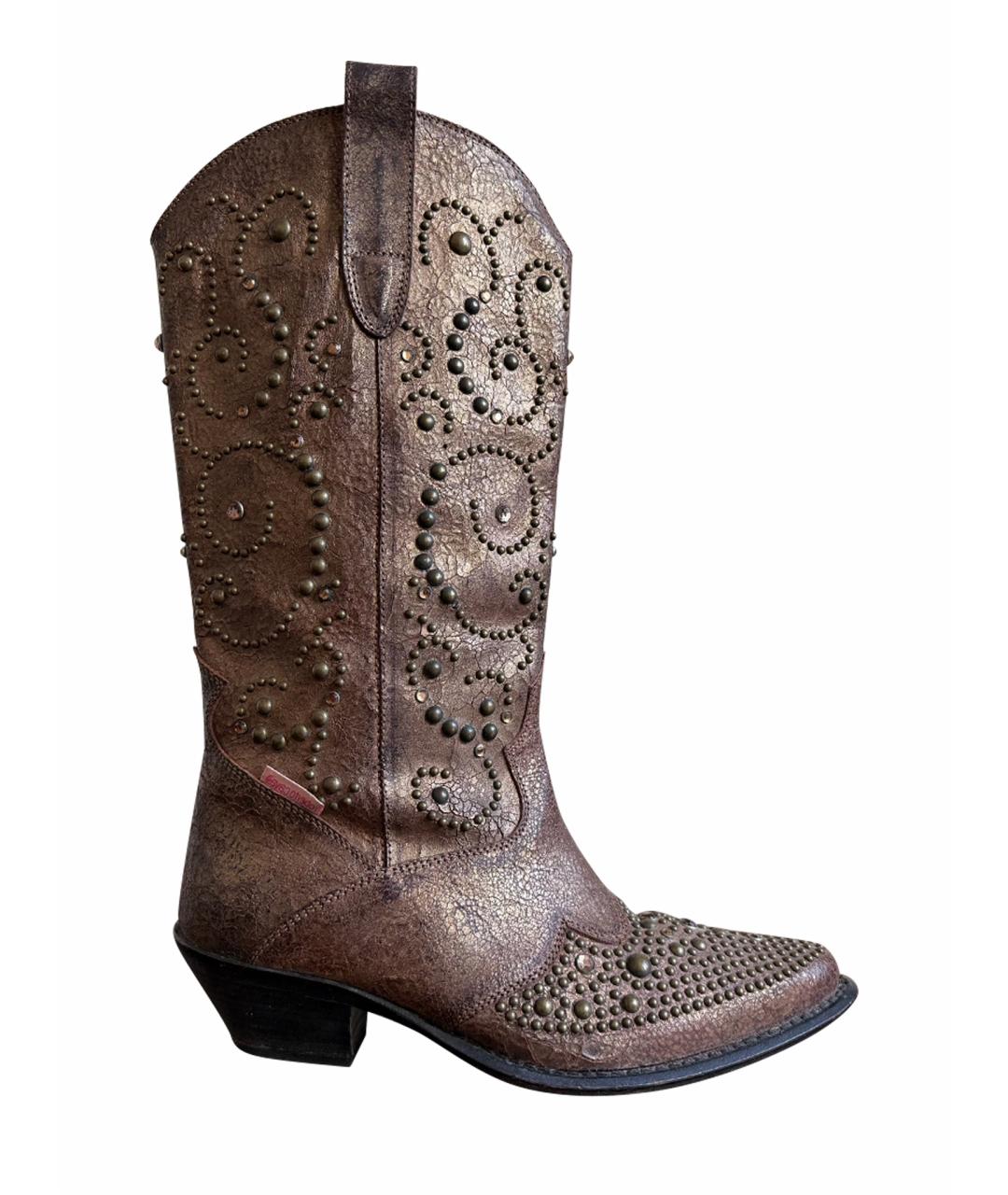 ROBERTO CAVALLI Коричневые кожаные ботинки, фото 1