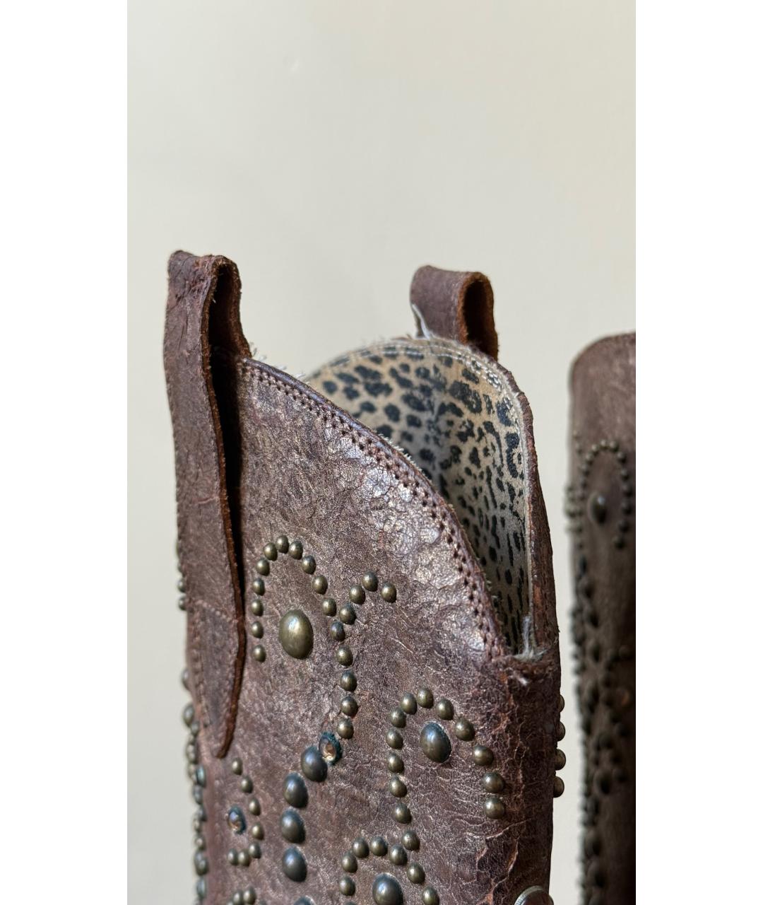 ROBERTO CAVALLI Коричневые кожаные ботинки, фото 6