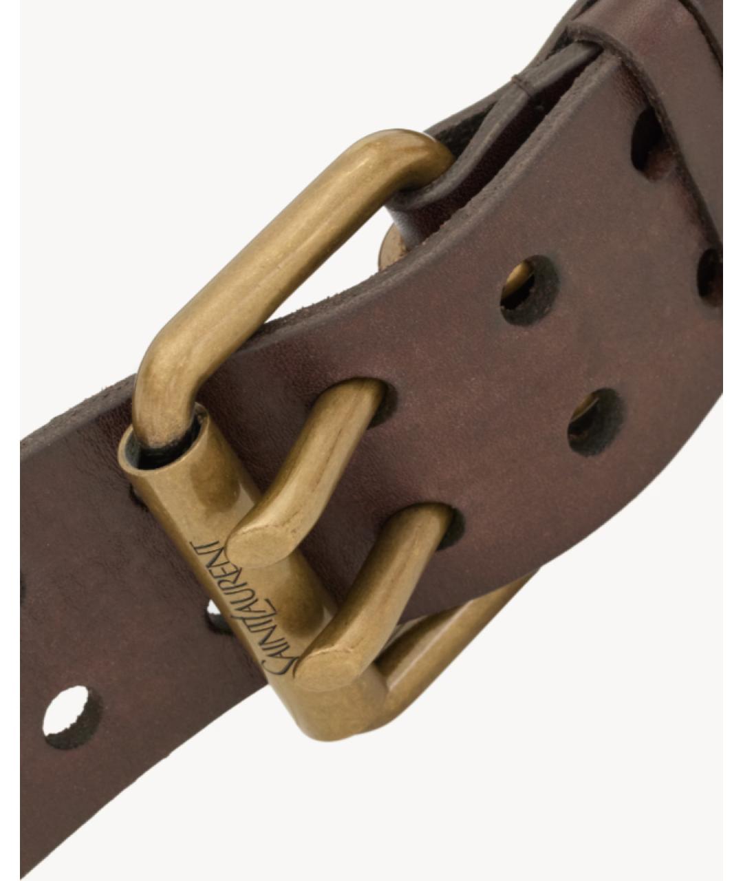 SAINT LAURENT Коричневый кожаный ремень, фото 3