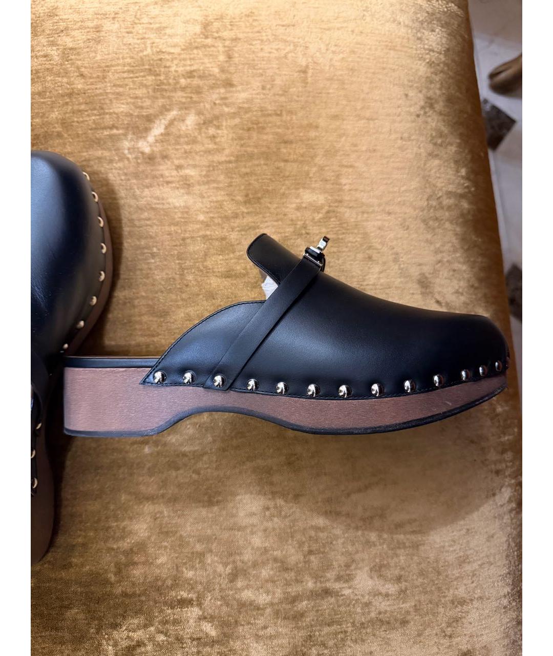 HERMES Черные кожаные сабо, фото 4