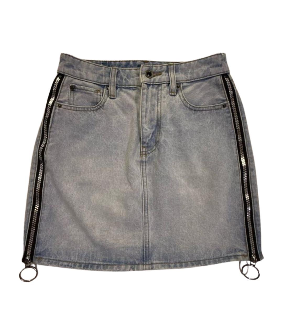 ARMANI EXCHANGE Голубая хлопковая юбка мини, фото 1