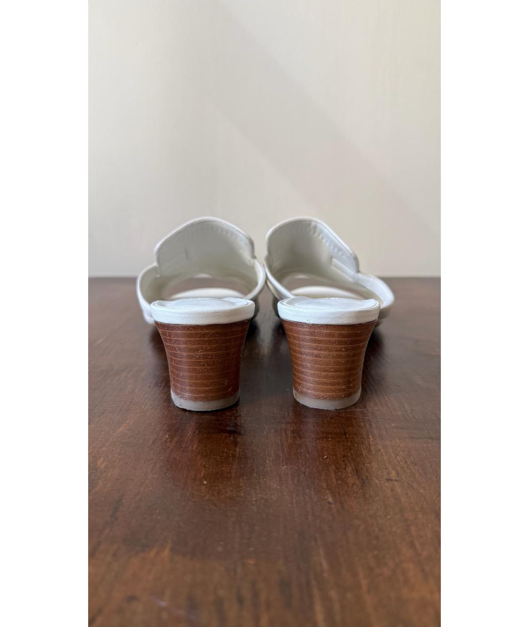 HERMES Белые кожаные босоножки, фото 4