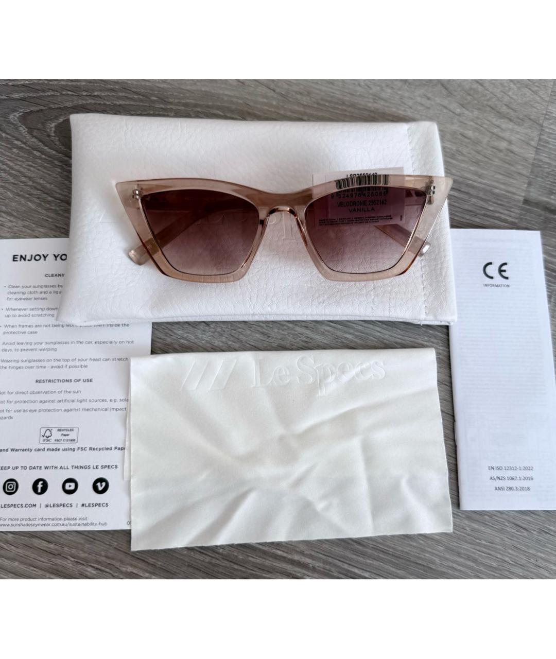 LE SPECS Коричневые пластиковые солнцезащитные очки, фото 3