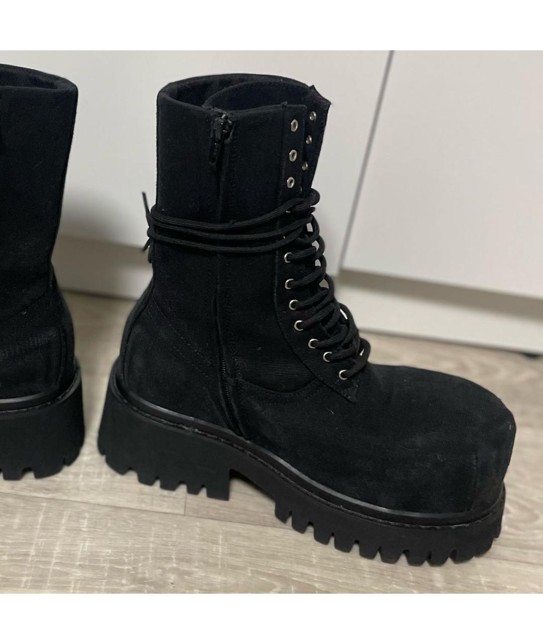 BALENCIAGA Черные нубуковые высокие ботинки, фото 5