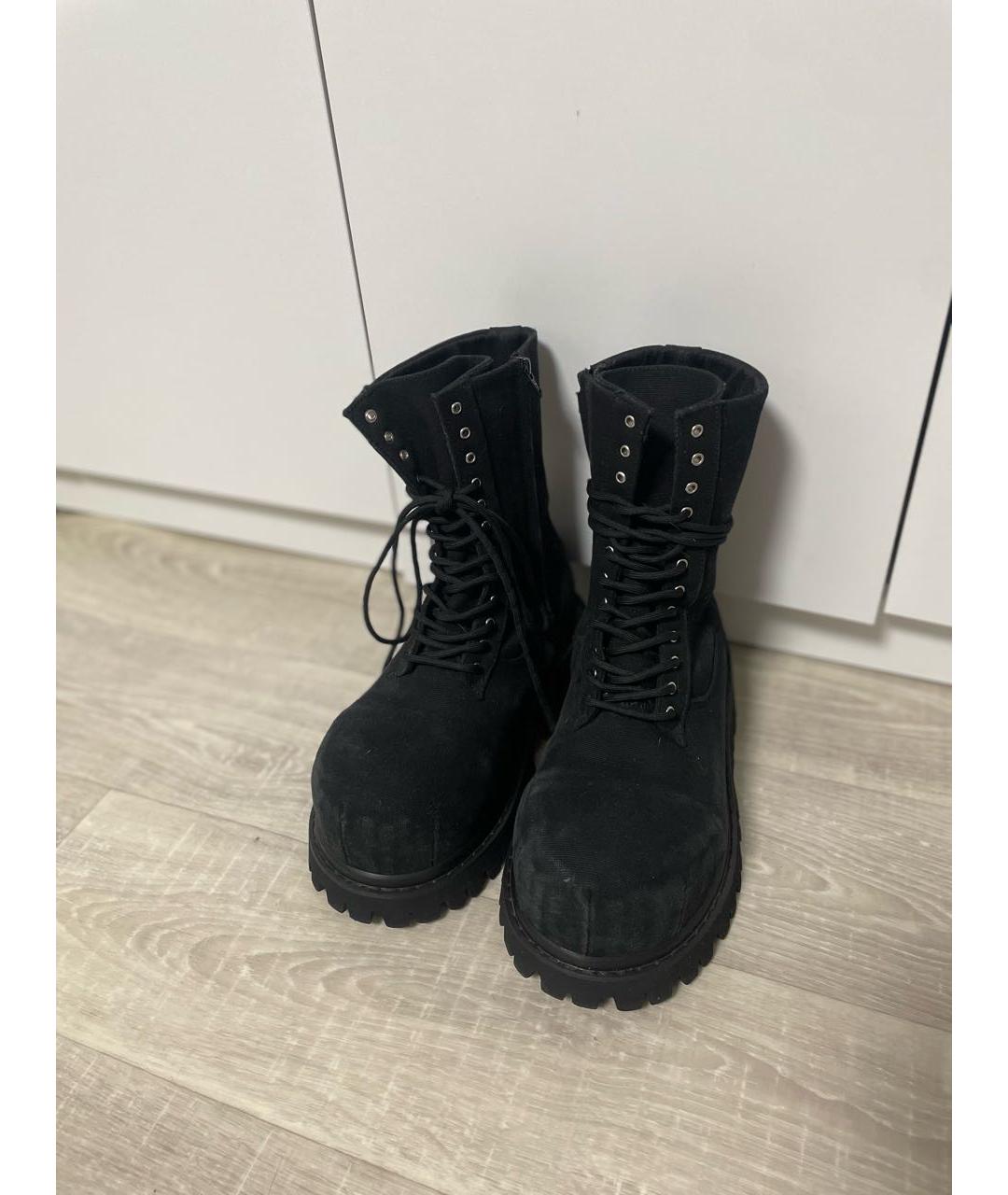 BALENCIAGA Черные нубуковые высокие ботинки, фото 2