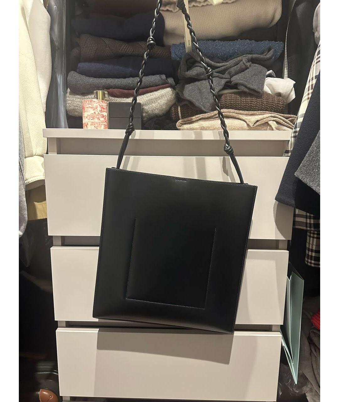 JIL SANDER Черная кожаная сумка через плечо, фото 3