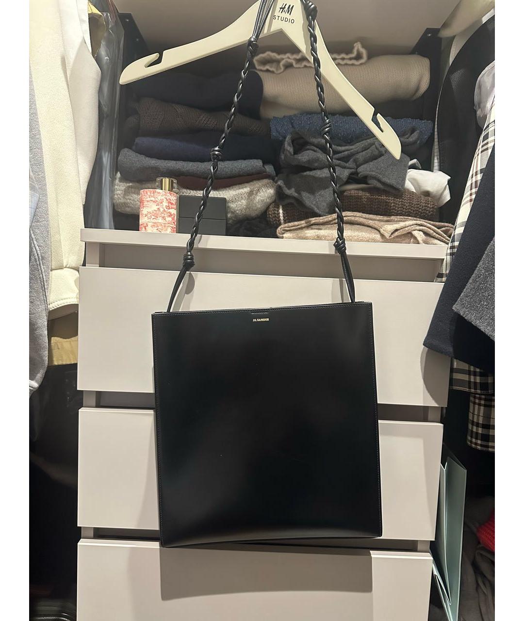 JIL SANDER Черная кожаная сумка через плечо, фото 5