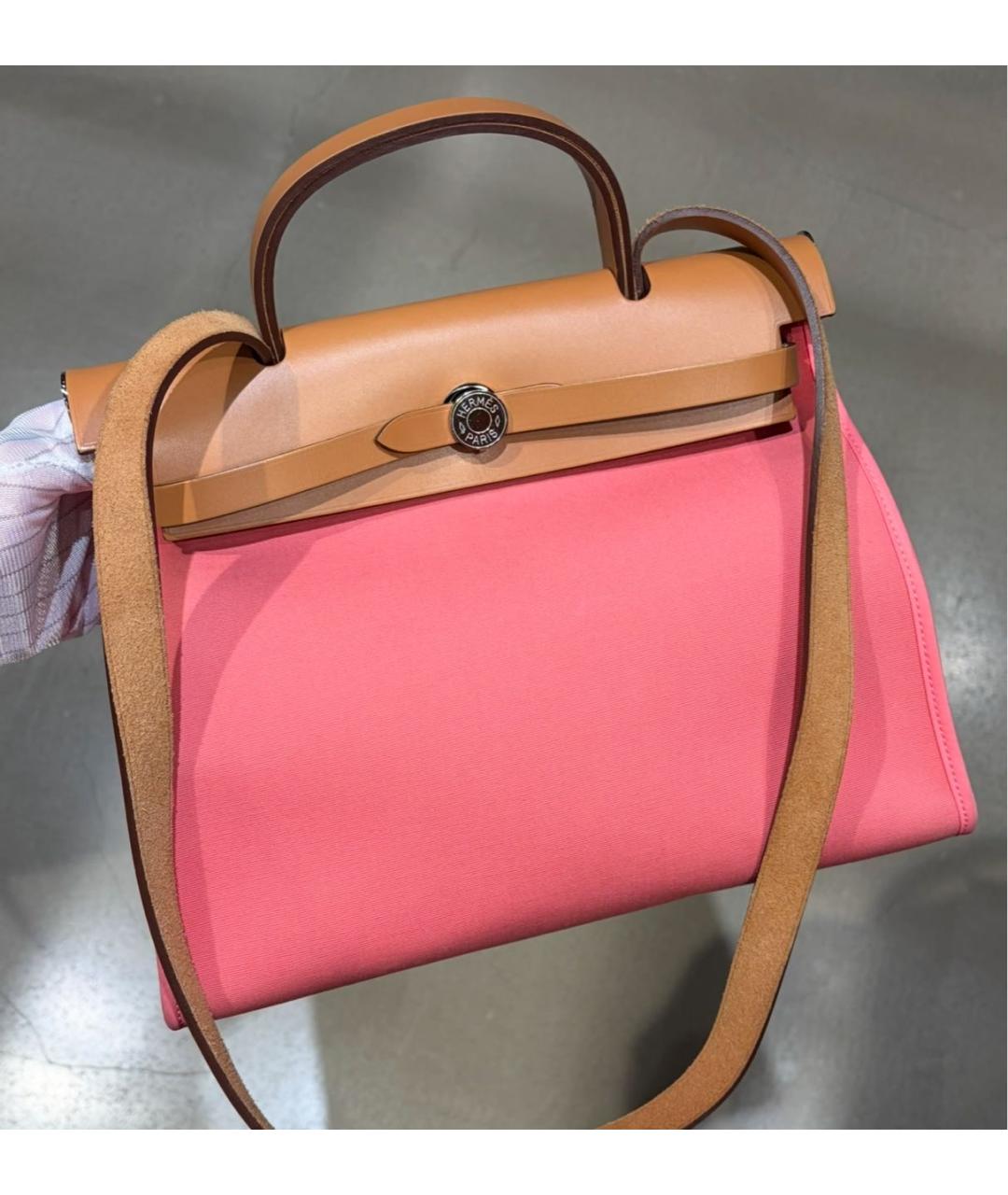 HERMES Розовая тканевая сумка через плечо, фото 2