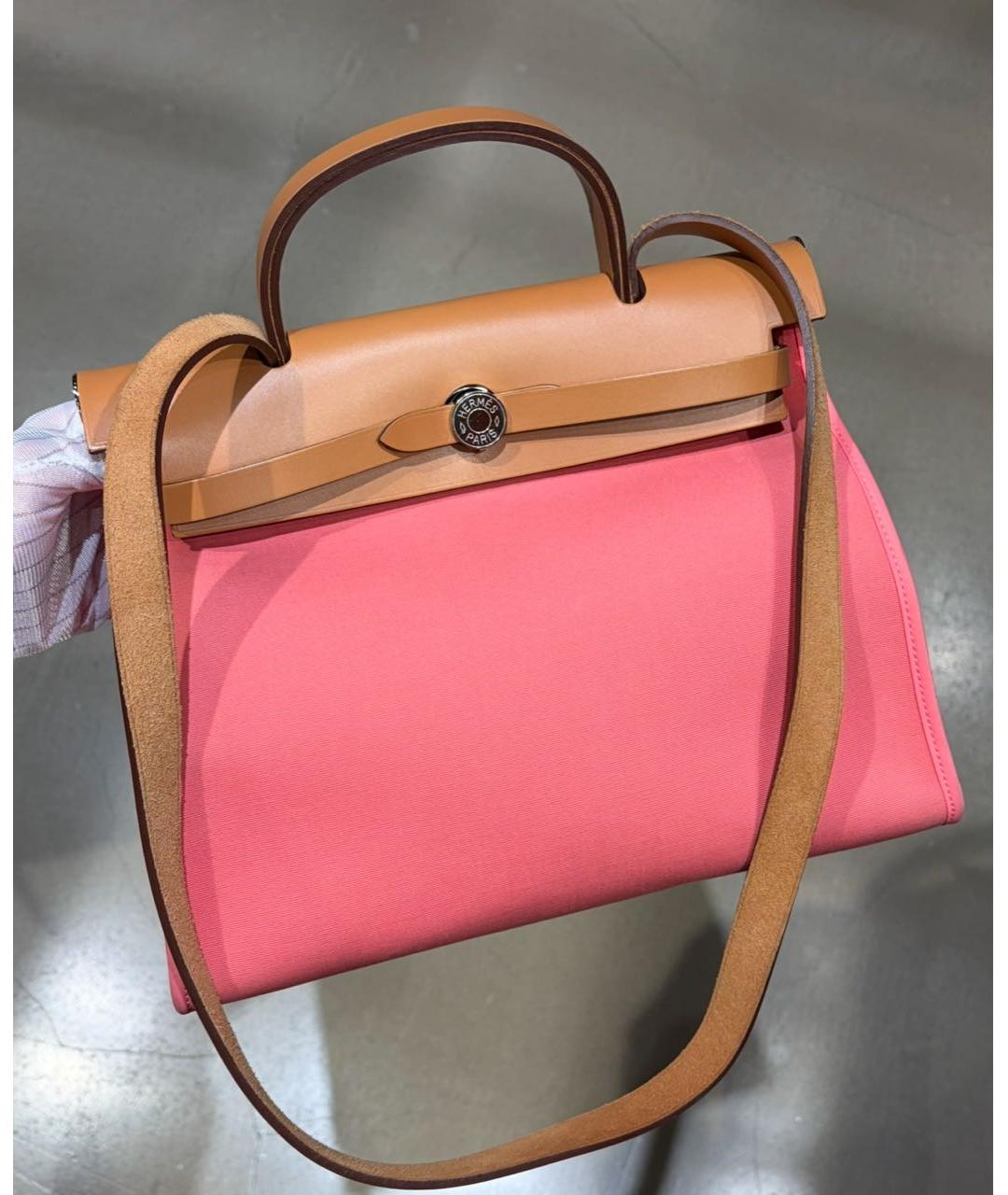 HERMES Розовая тканевая сумка через плечо, фото 5