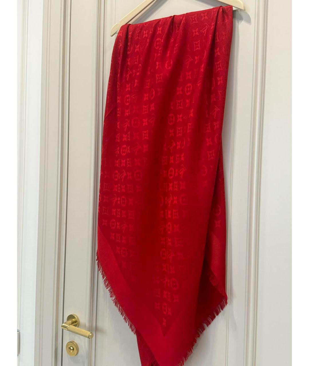 LOUIS VUITTON Красный шерстяной платок, фото 6