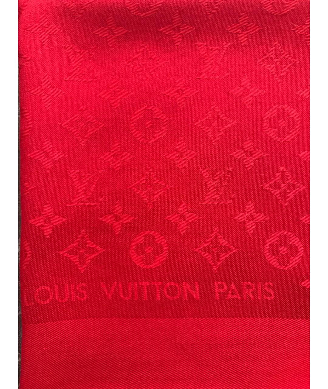 LOUIS VUITTON Красный шерстяной платок, фото 3