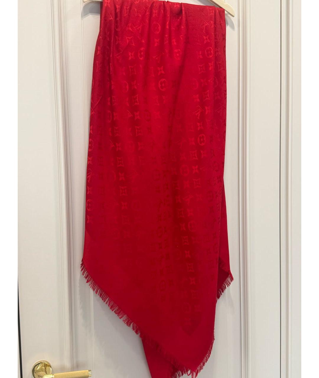 LOUIS VUITTON Красный шерстяной платок, фото 5