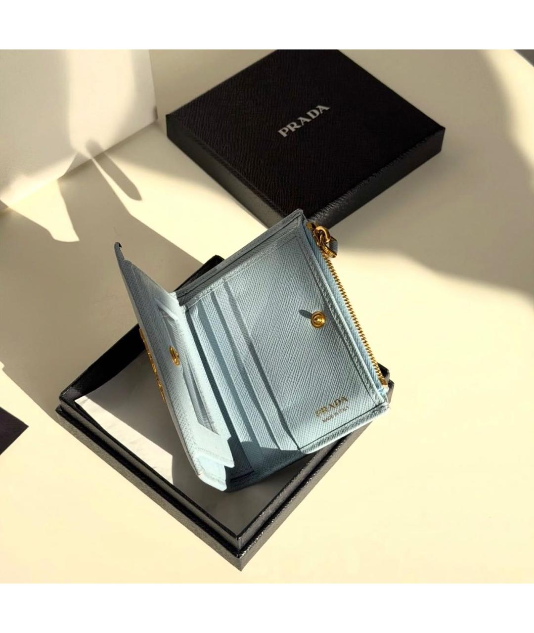 PRADA Голубой кожаный кошелек, фото 4