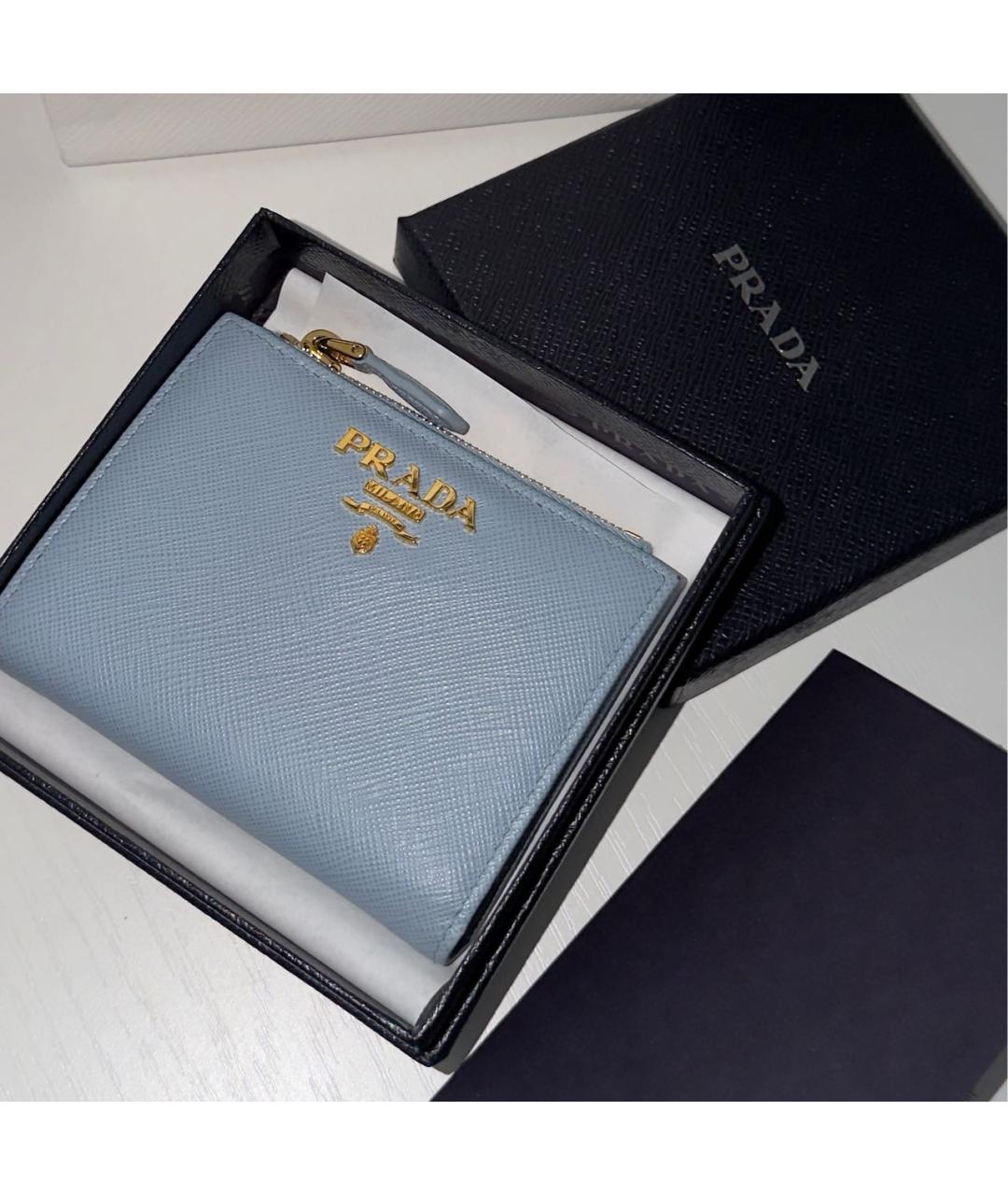PRADA Голубой кожаный кошелек, фото 5