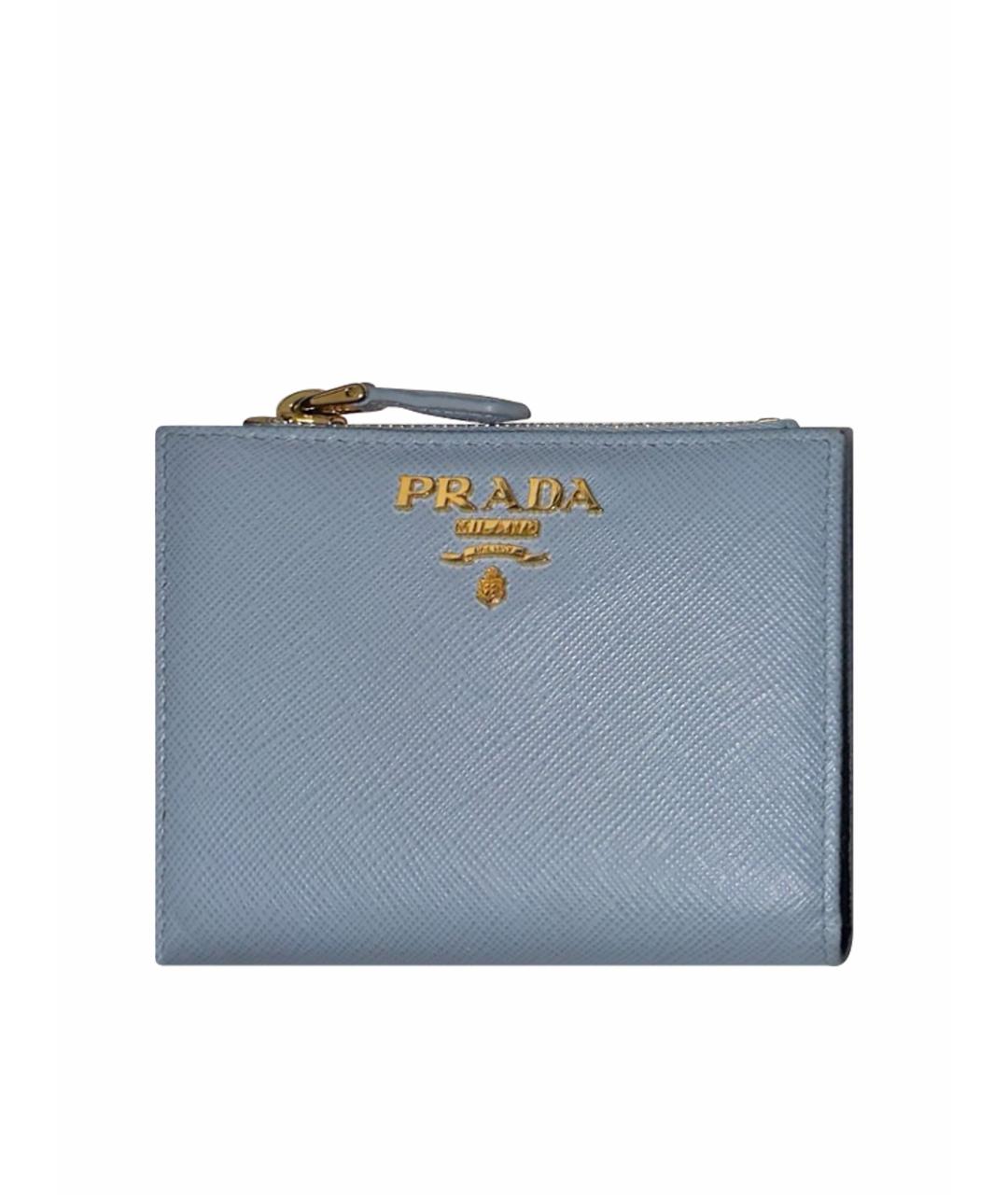PRADA Голубой кожаный кошелек, фото 1
