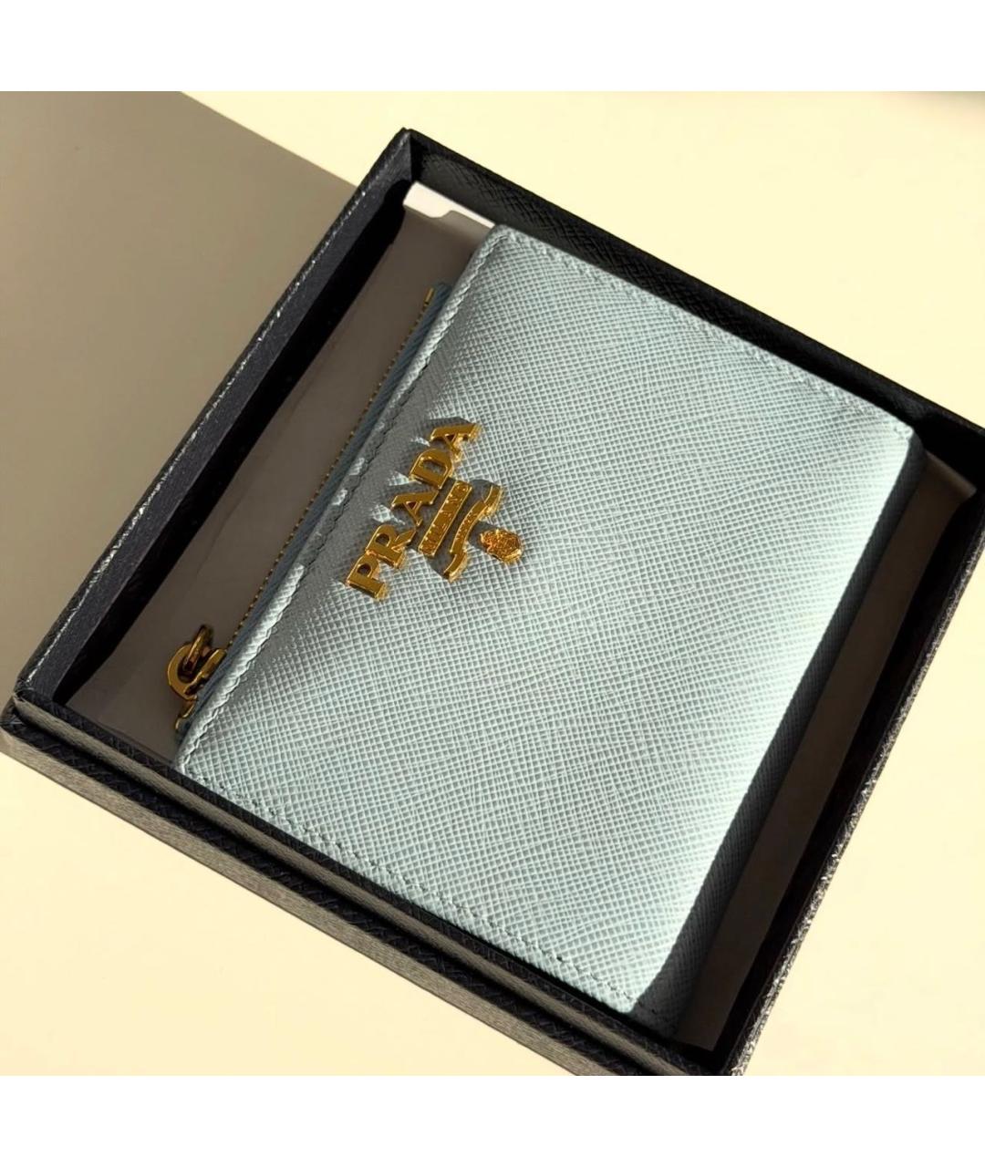 PRADA Голубой кожаный кошелек, фото 2