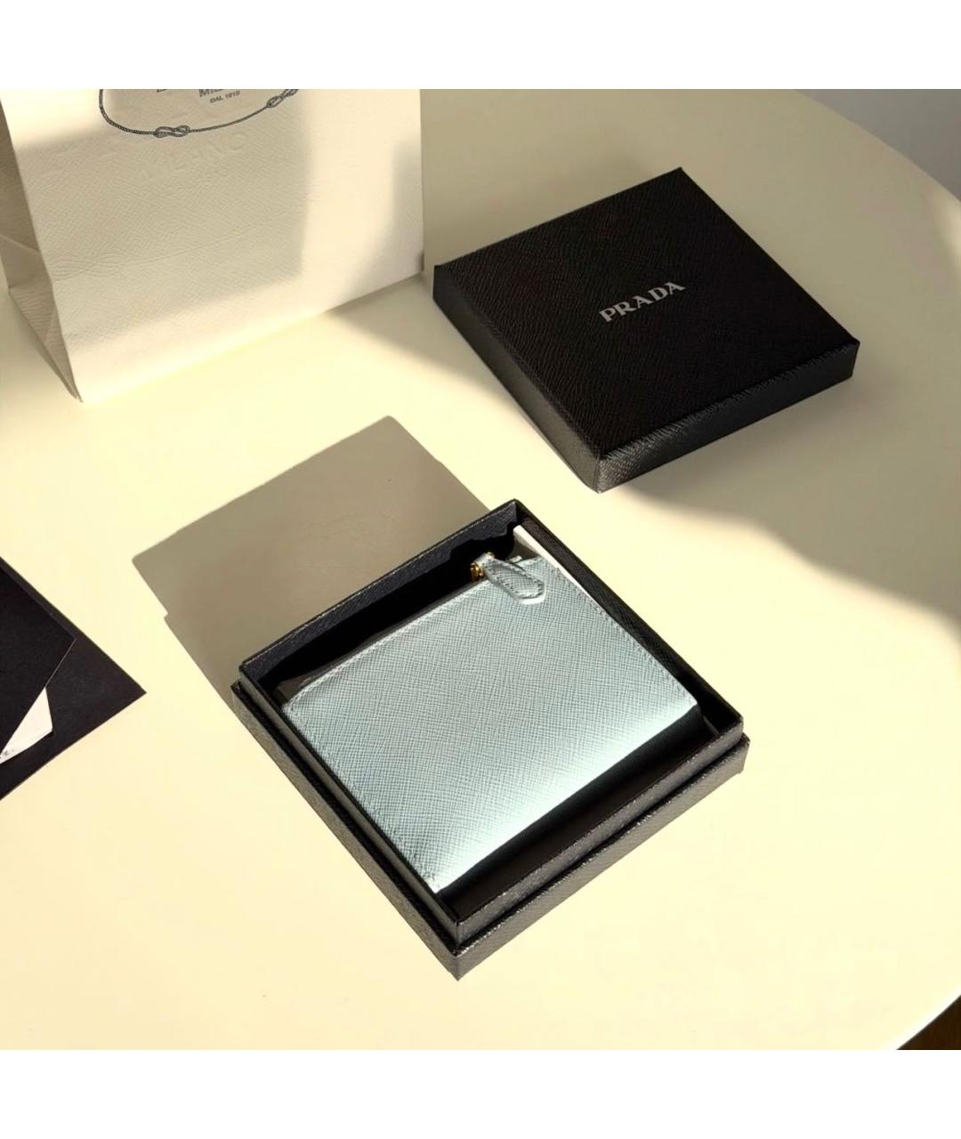 PRADA Голубой кожаный кошелек, фото 3