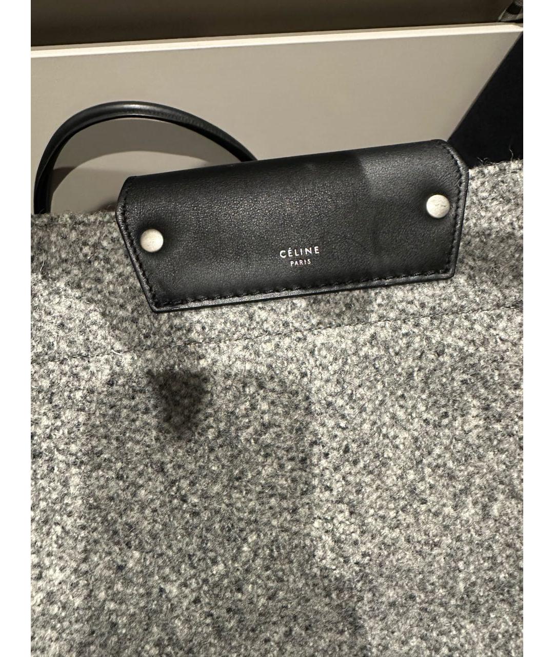 CELINE Серая шерстяная сумка с короткими ручками, фото 3