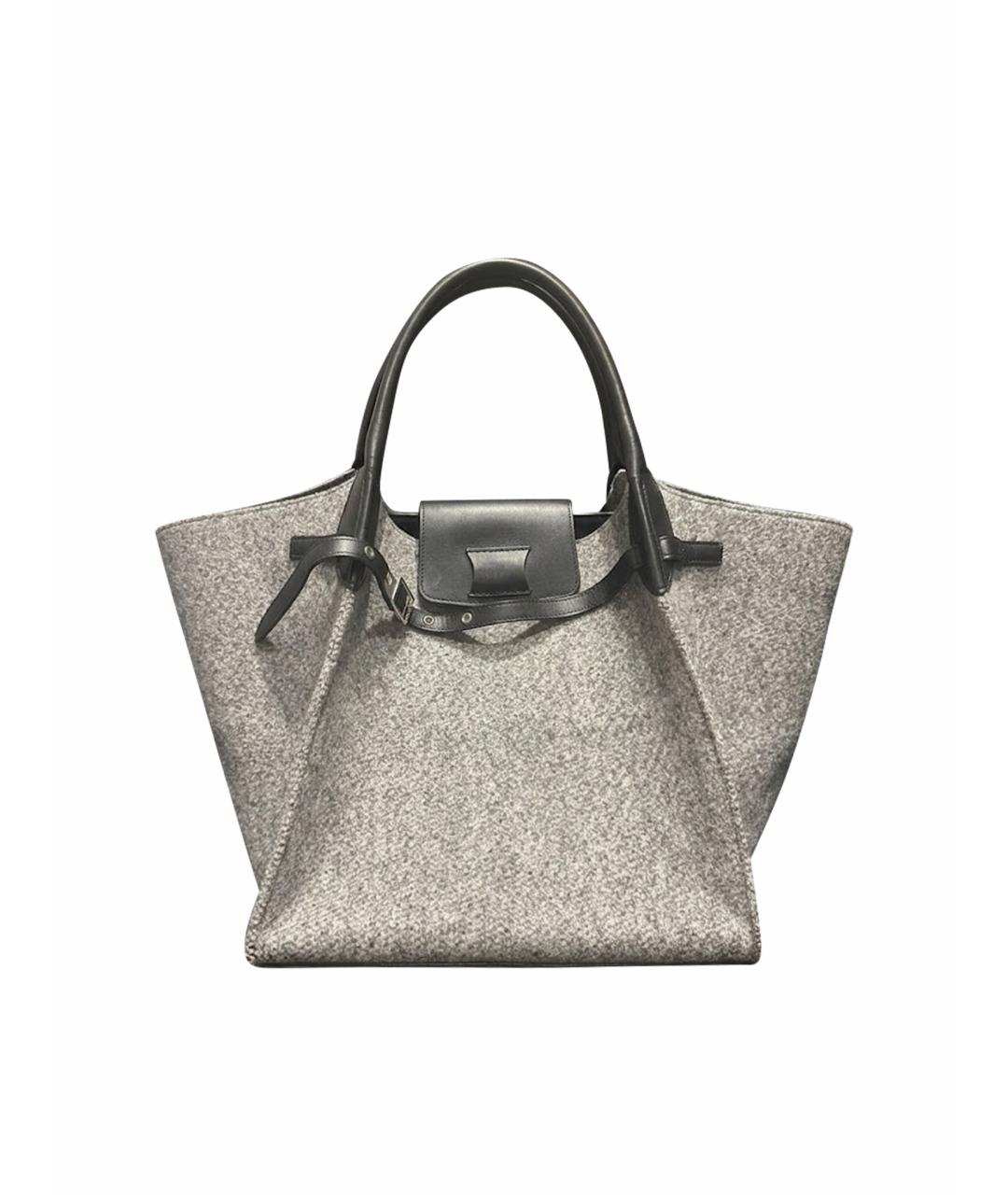 CELINE Серая шерстяная сумка с короткими ручками, фото 1