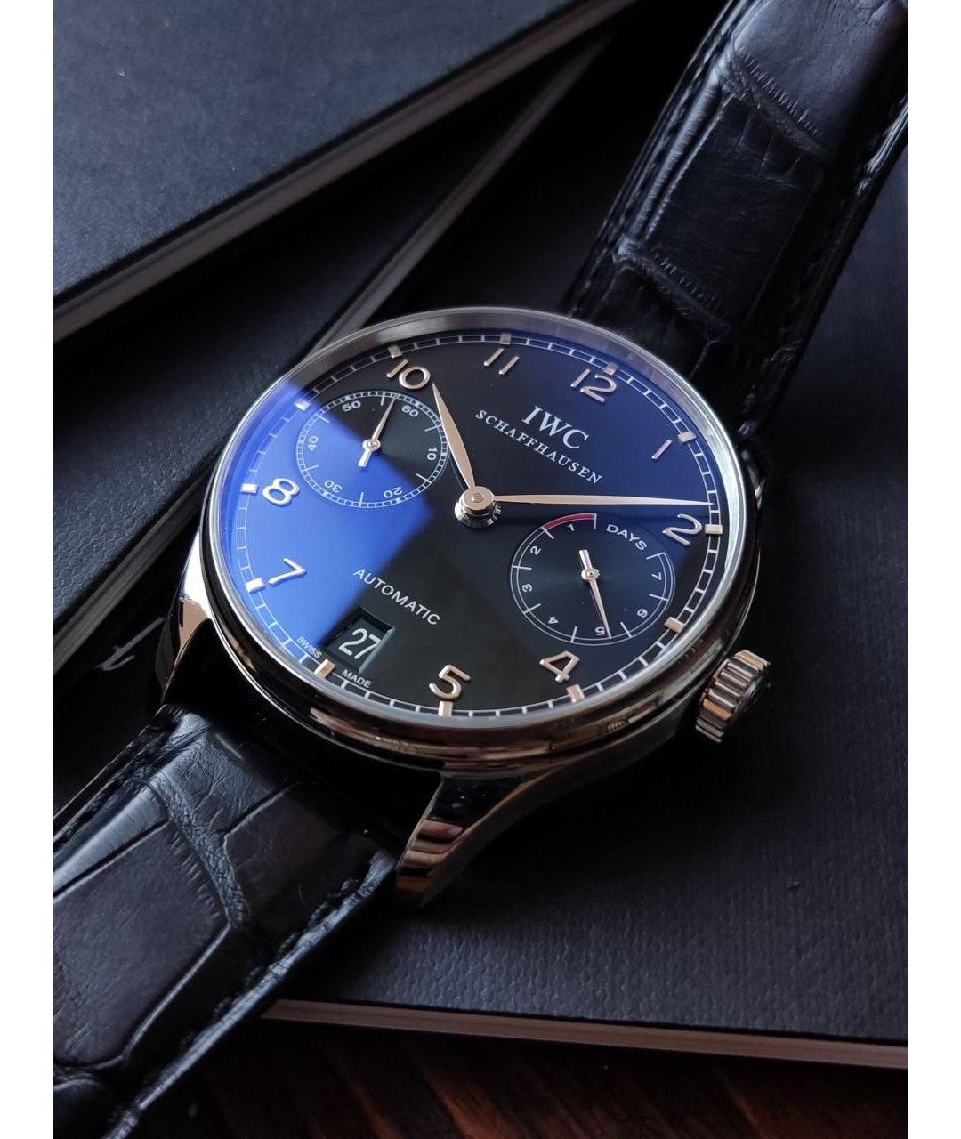 IWC Schaffhausen Черные металлические часы, фото 4