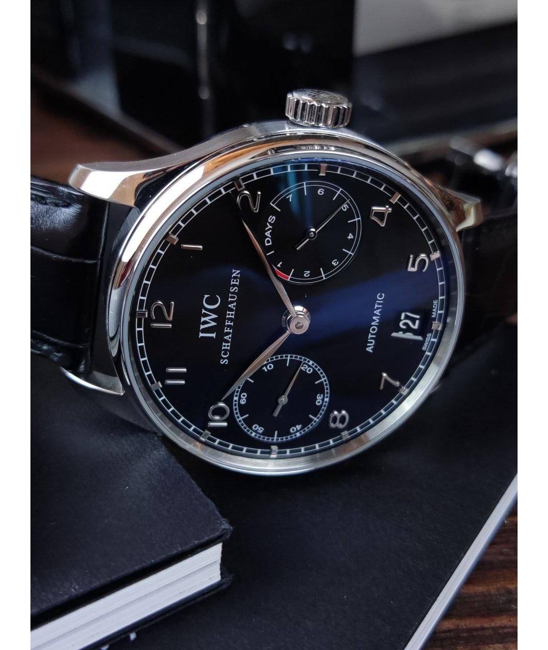 IWC Schaffhausen Черные металлические часы, фото 3