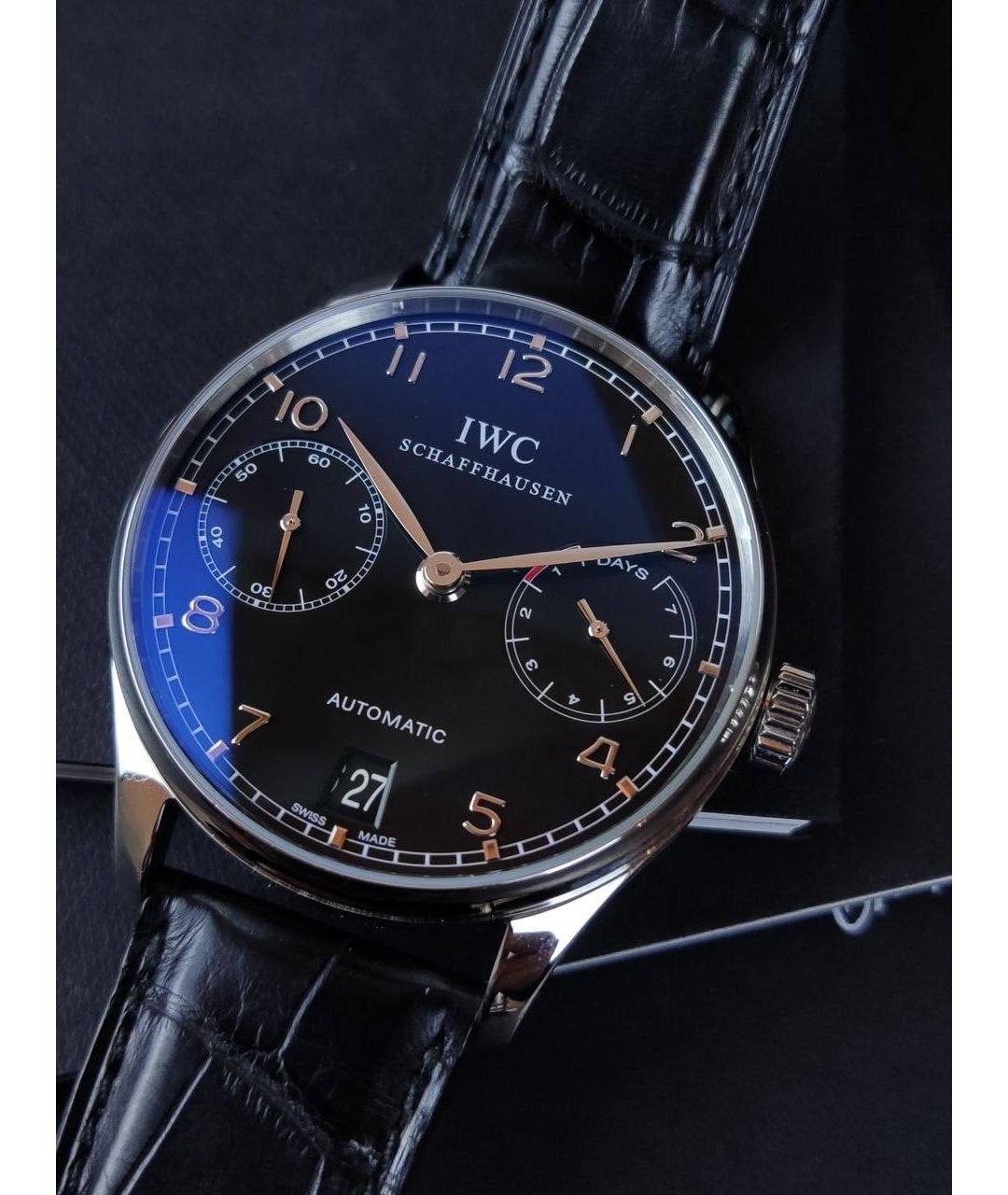 IWC Schaffhausen Черные металлические часы, фото 6