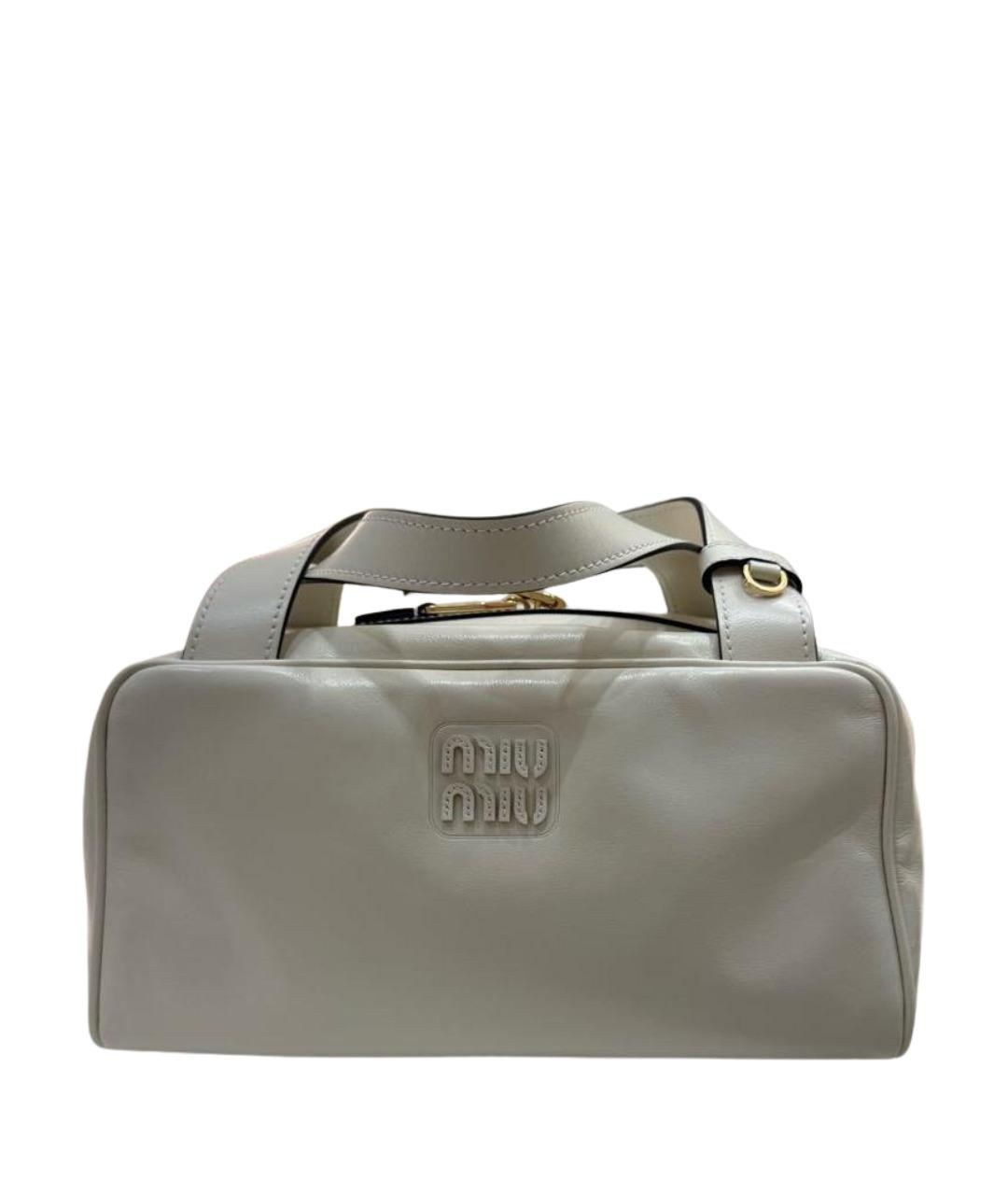 MIU MIU Белая кожаная сумка с короткими ручками, фото 1