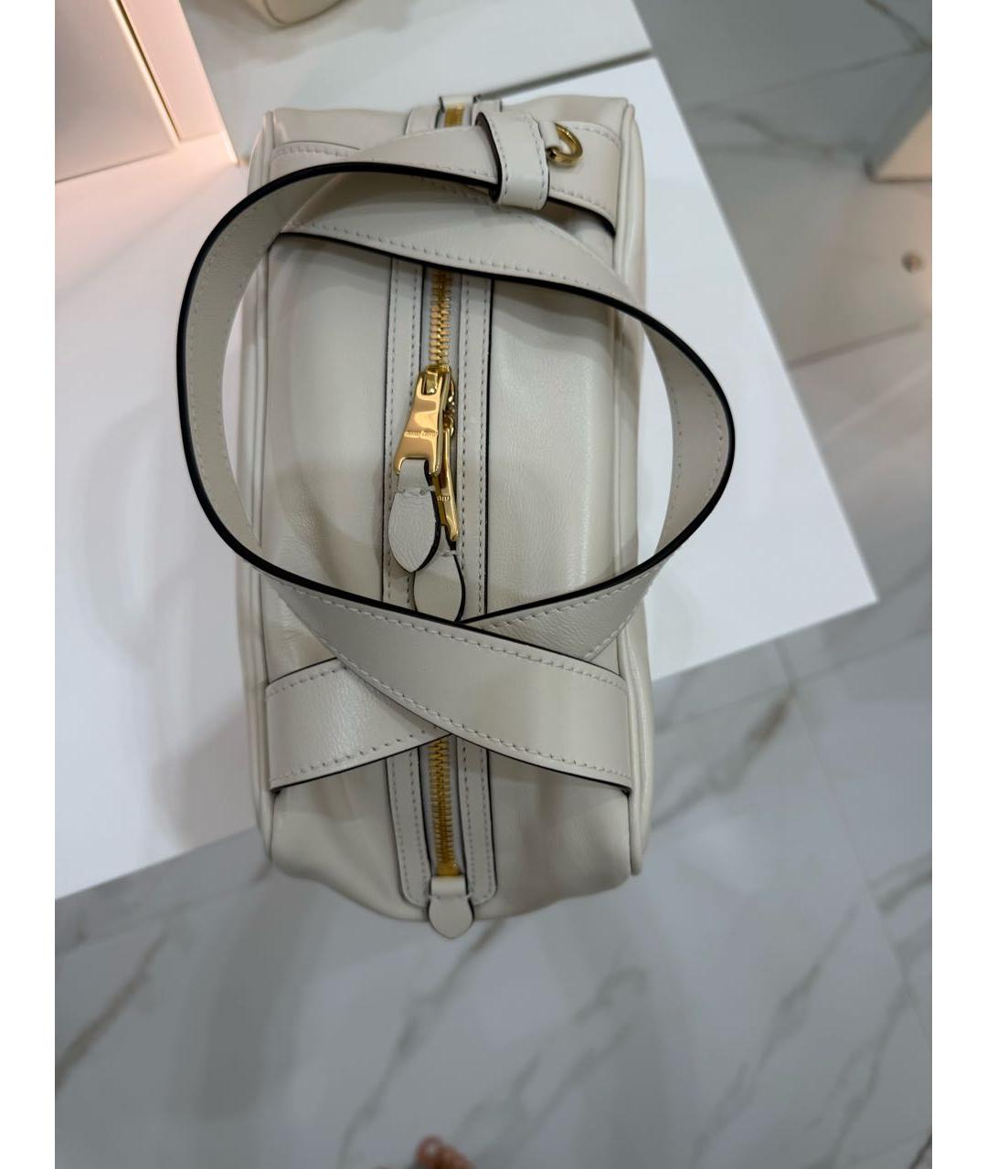 MIU MIU Белая кожаная сумка с короткими ручками, фото 5