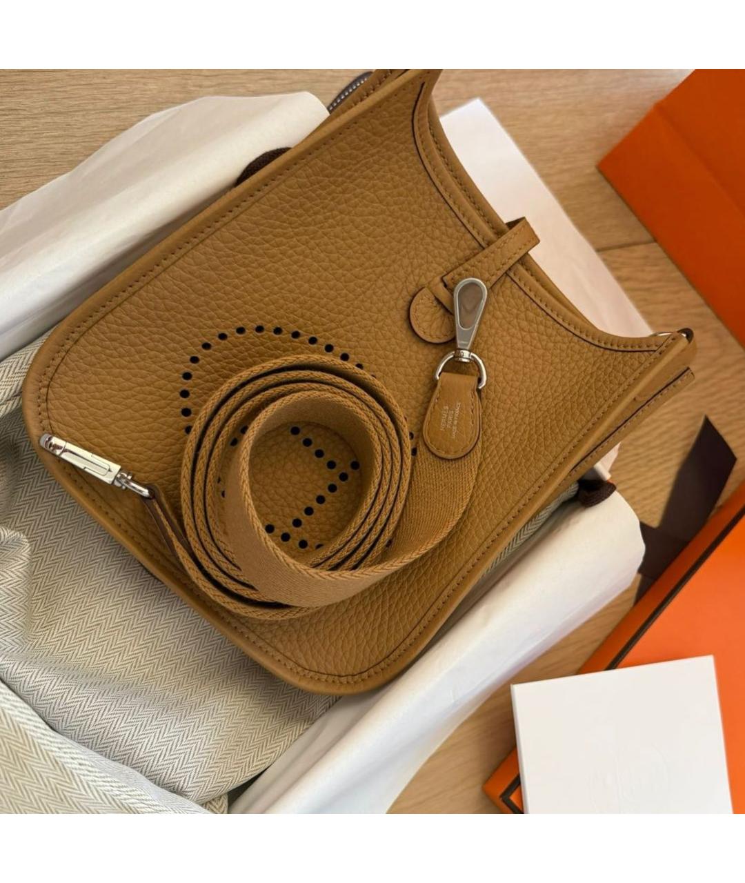 HERMES Коричневая кожаная сумка через плечо, фото 4