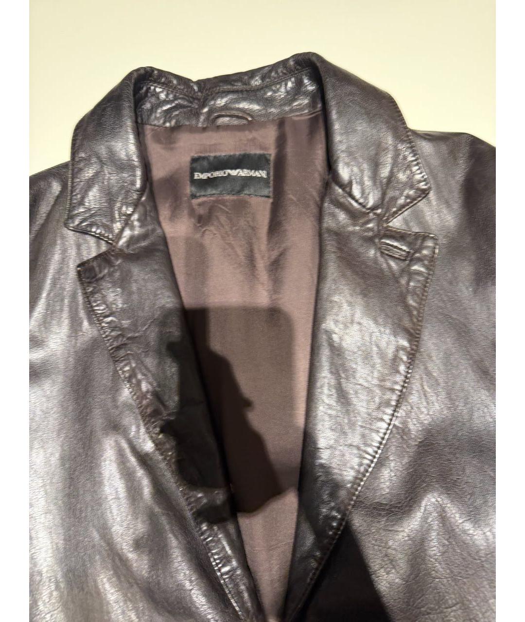 EMPORIO ARMANI Коричневый кожаный пиджак, фото 3