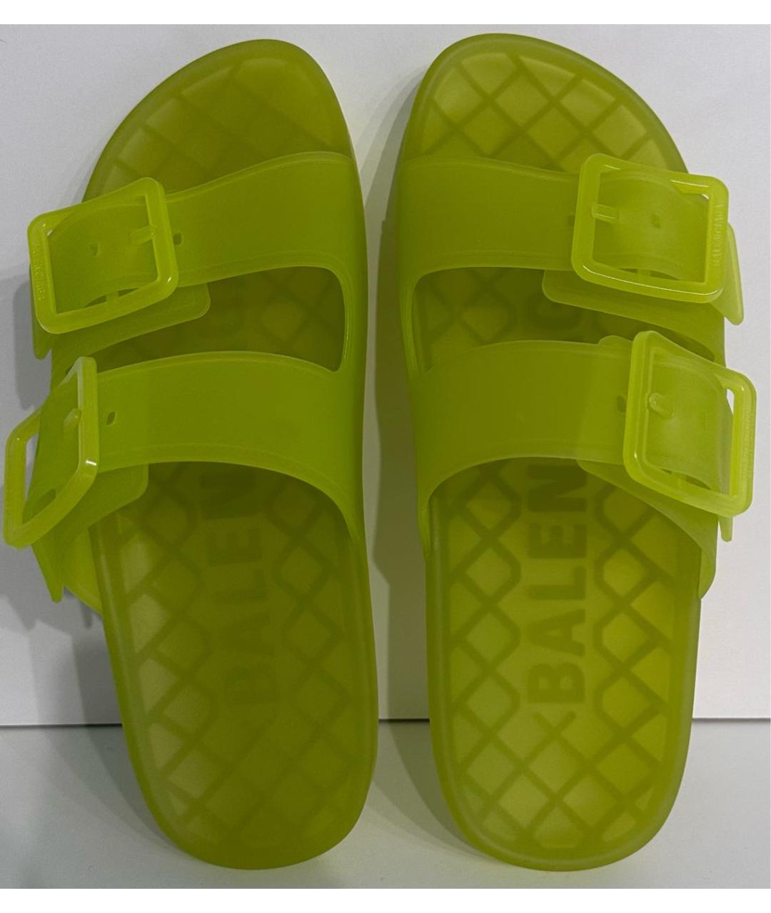BALENCIAGA Салатовые резиновые шлепанцы, фото 3