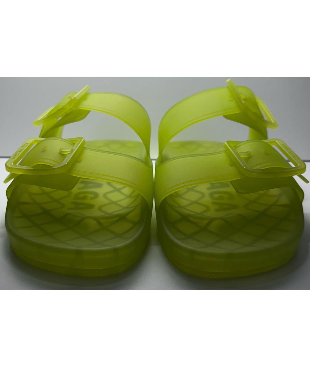 BALENCIAGA Салатовые резиновые шлепанцы, фото 2