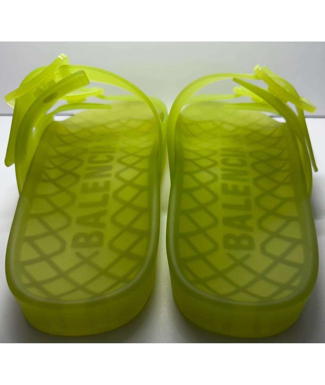 BALENCIAGA Салатовые резиновые шлепанцы, фото 4