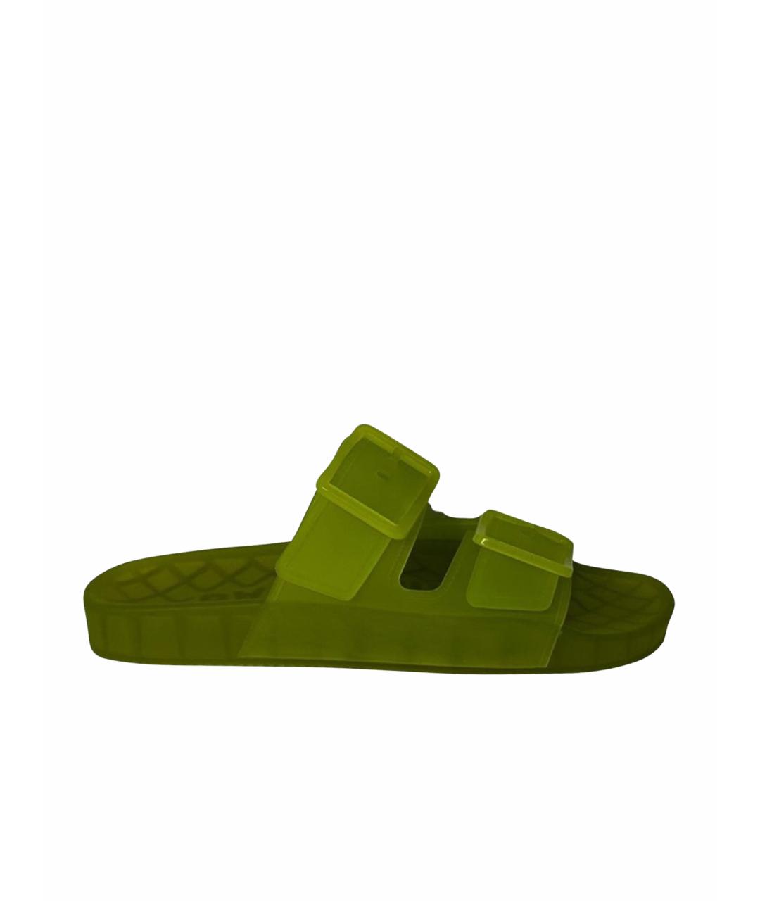 BALENCIAGA Салатовые резиновые шлепанцы, фото 1