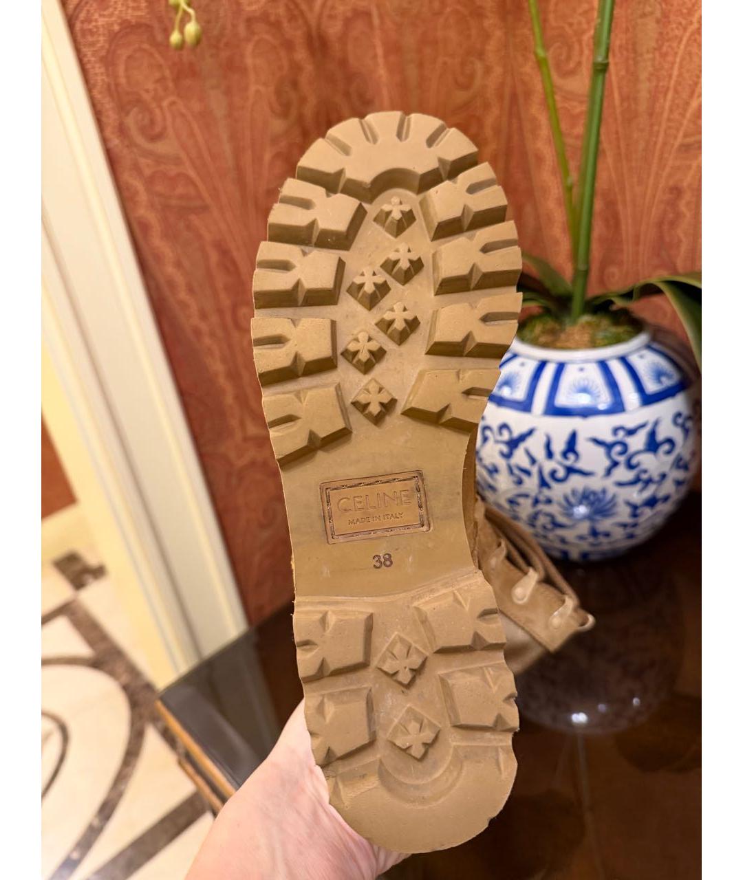 CELINE Бежевые замшевые ботинки, фото 4