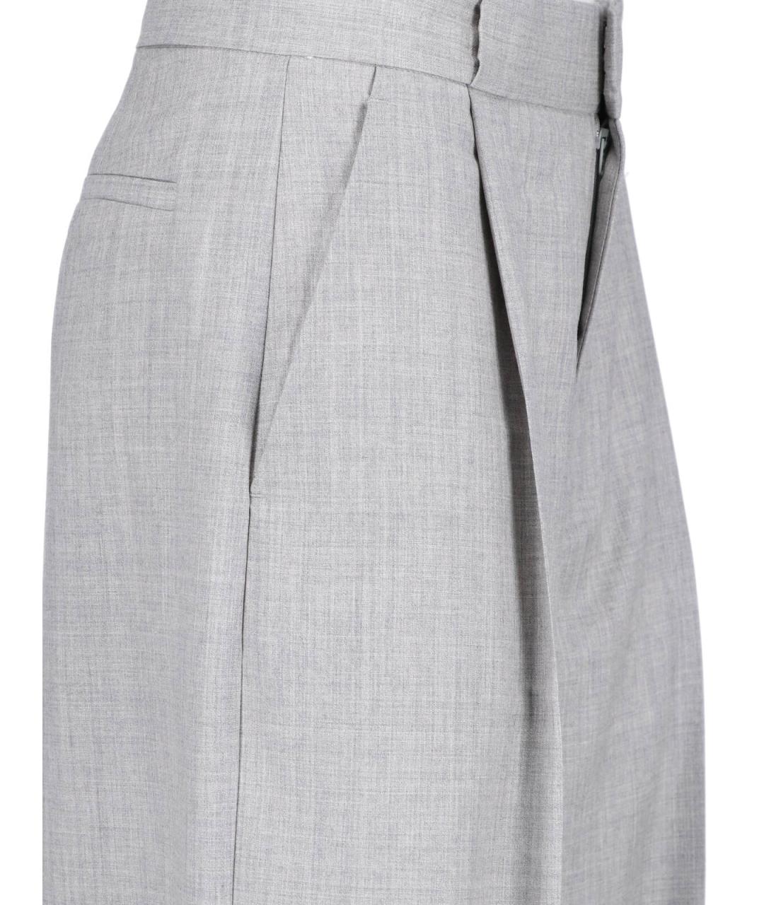 Sa Su Phi Серые шерстяные прямые брюки, фото 4