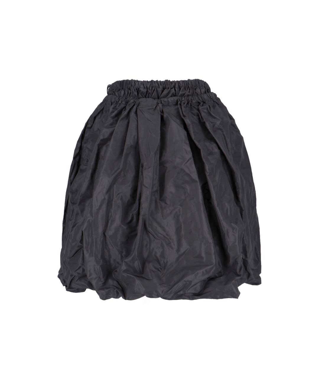 PRADA Антрацитовая шелковая юбка мини, фото 1