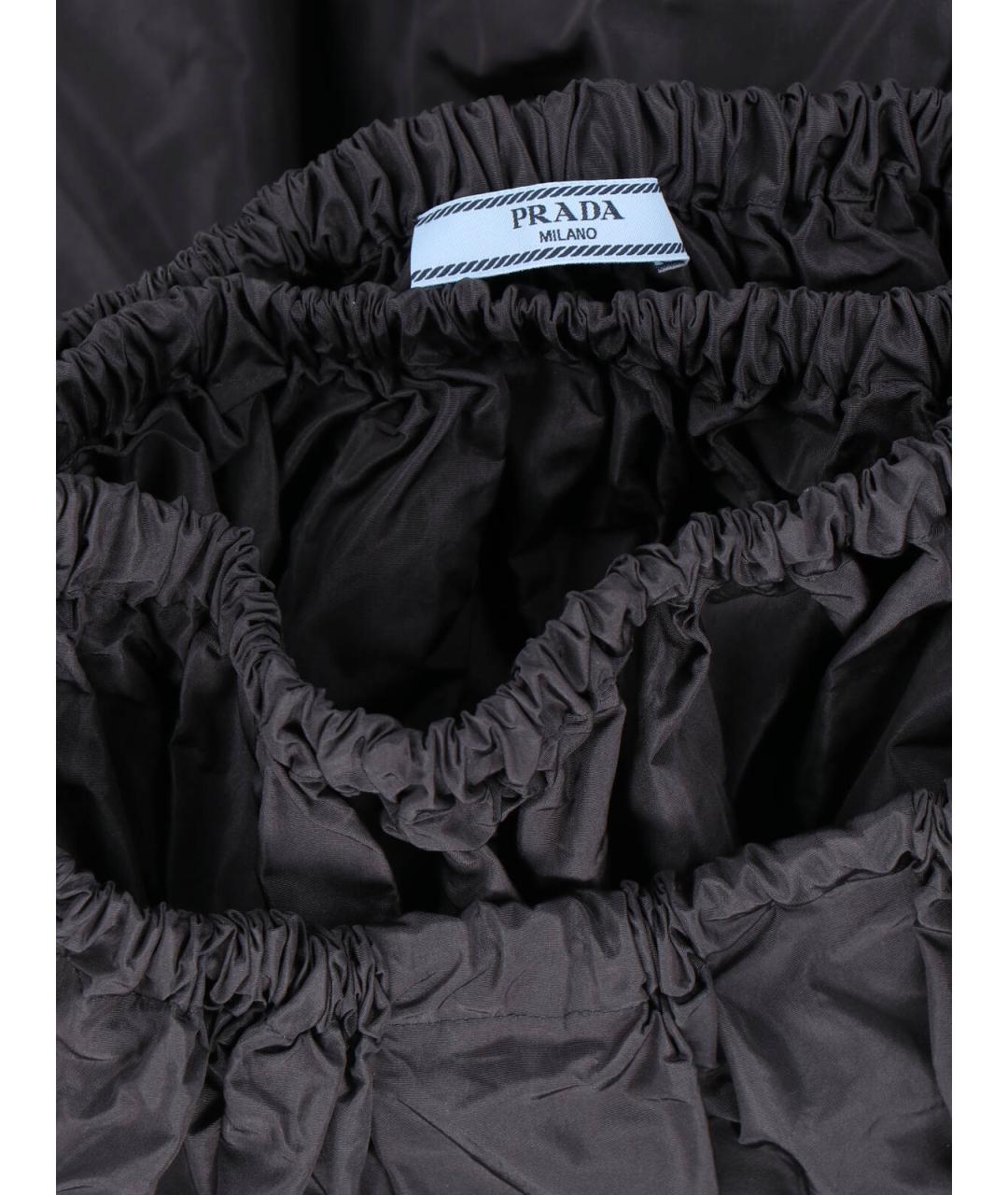 PRADA Антрацитовая шелковая юбка мини, фото 5