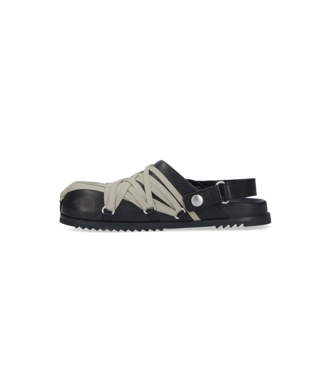 RICK OWENS Черные кожаные мюли, фото 3
